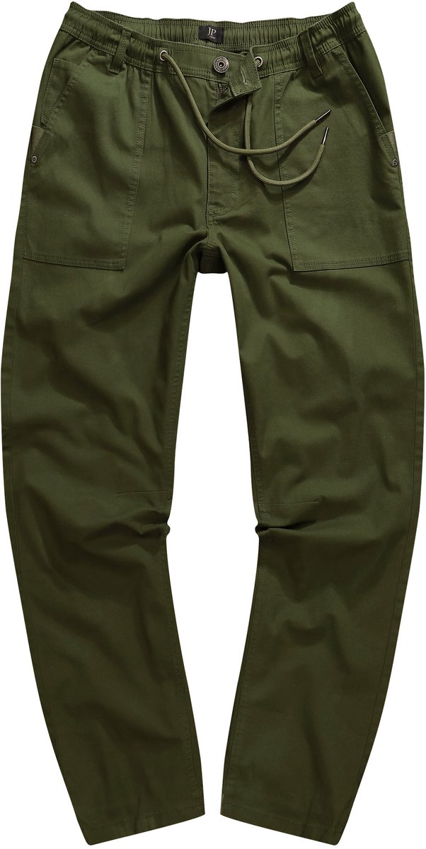 JP 1880 - Heren - Instapbroek FLEXNAMIC® keperstof moderne pasvorm grote zakken - Olijf - Maat 6XL