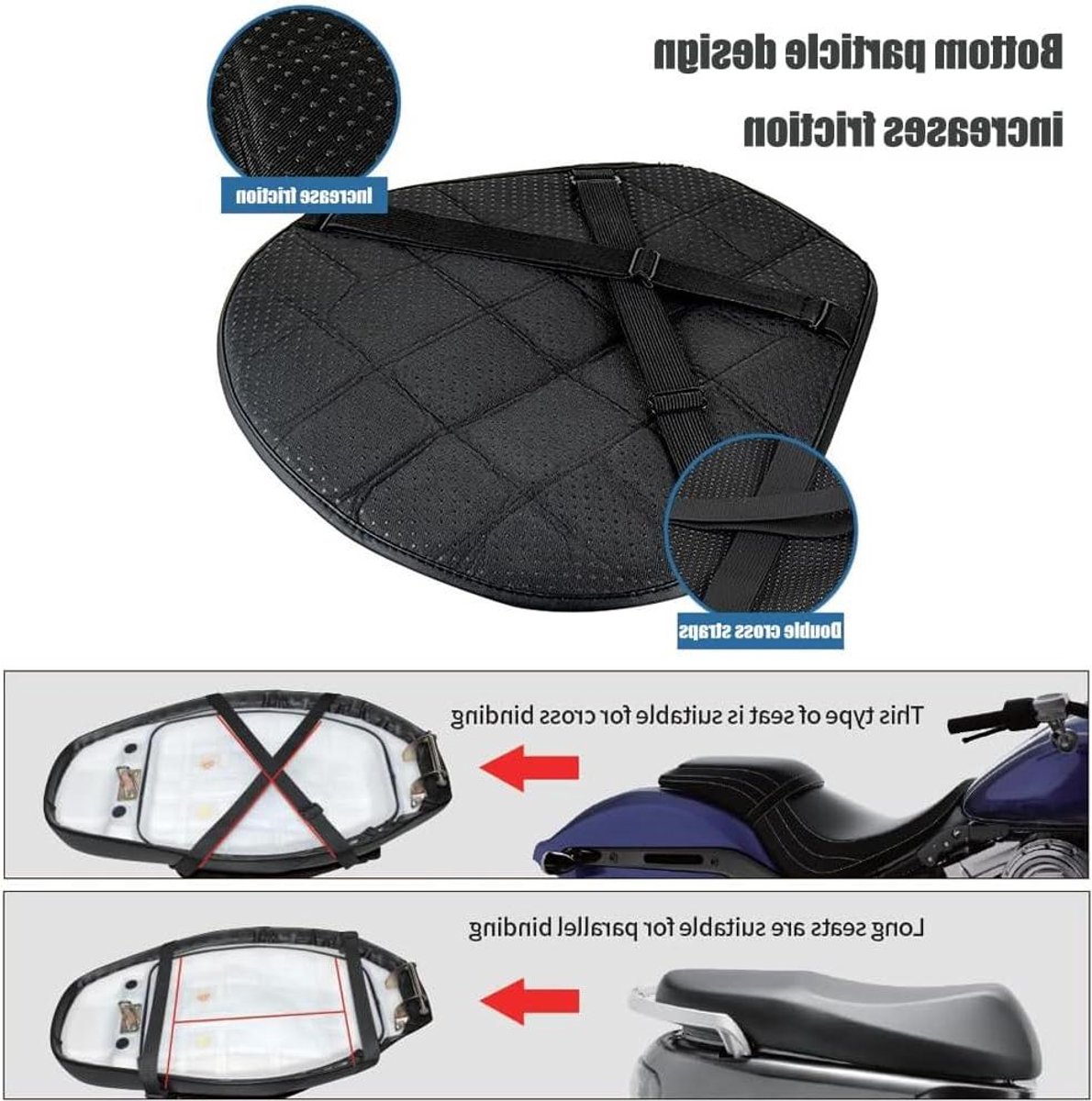 Motorfiets Zadelkussen - Motor Zadeldek - Lange Ritten Comfort - Schokabsorberend Ademend - Universeel - Zwart