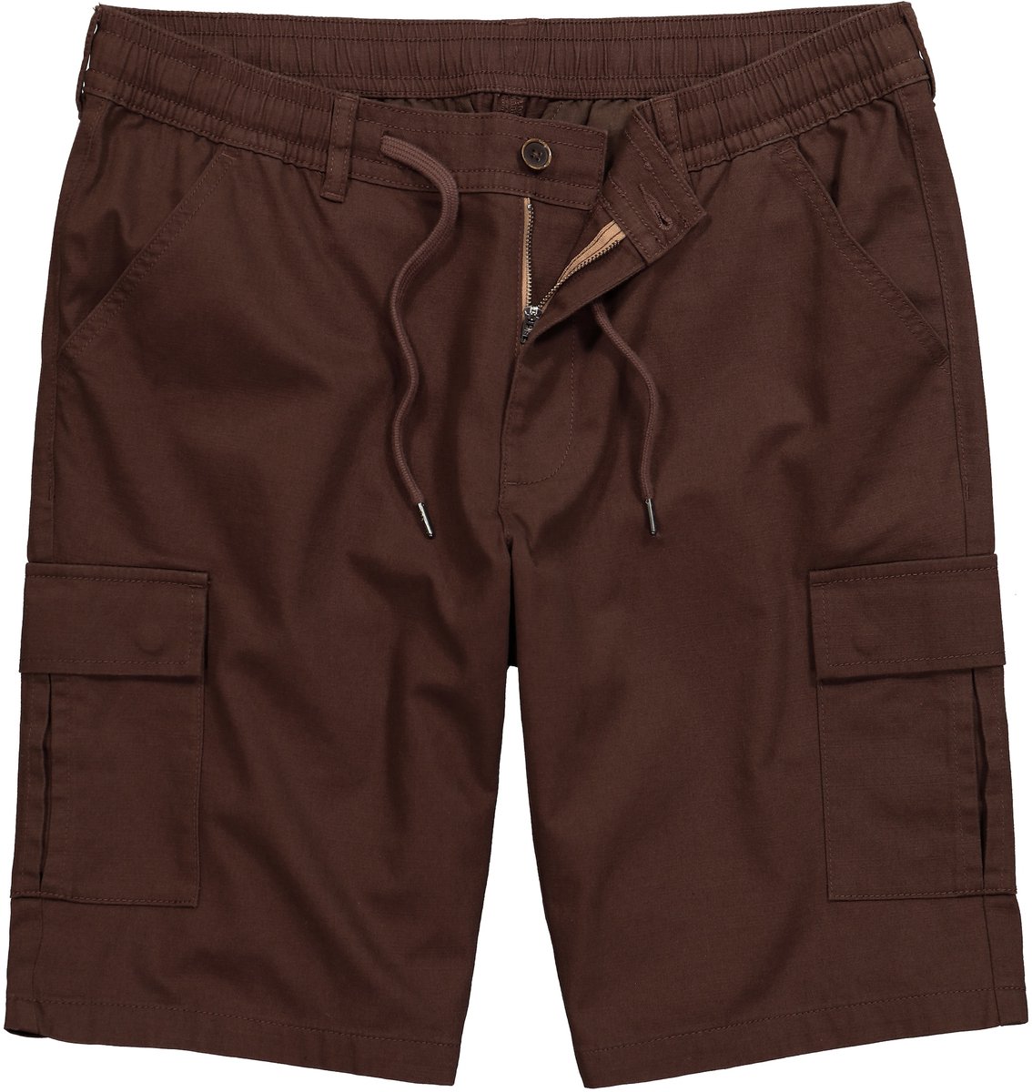 JP 1880 - Heren - Bermude in linnenlook cargozakken elastische band - Dennenbruin - Maat 8XL