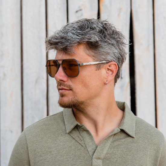 Wooda® Zonnebril Aviator - Grijs - Gepolariseerd - Wooda Gerret Grey Marrón van Merkloos — afbeelding 4