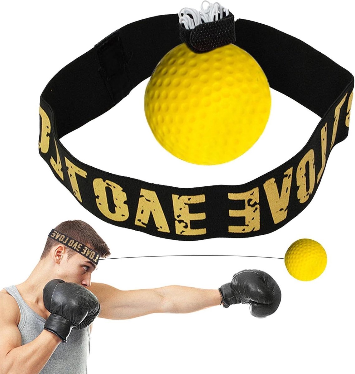 Boksreflexbal Hoofdband - Bokstraining Bal - Verbeter Reactiesnelheid - Draagbaar Ontwerp - 10 cm - Oranje