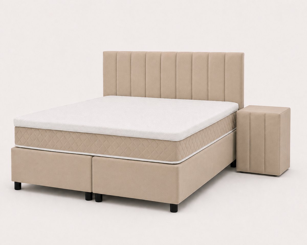 Home & Living Opberg Boxspring Elise - 140x200 Compleet - Beige - Luxe Living Home