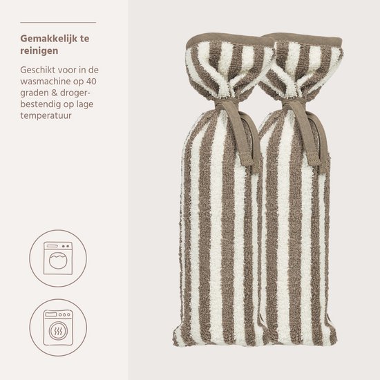 Meyco Kruikenzak - Badstof Jacquard Fat Stripe - Taupe - 2-pack — afbeelding 4