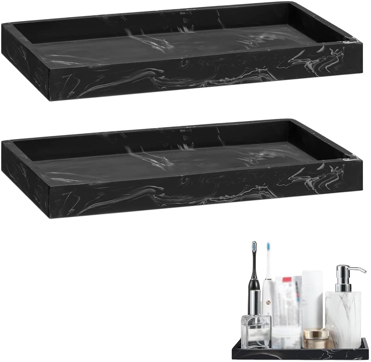 Dailygoods- Badkamerdienblad 2 Stuks - Siliconen - Makkelijk te Reinigen - Organizer - Was