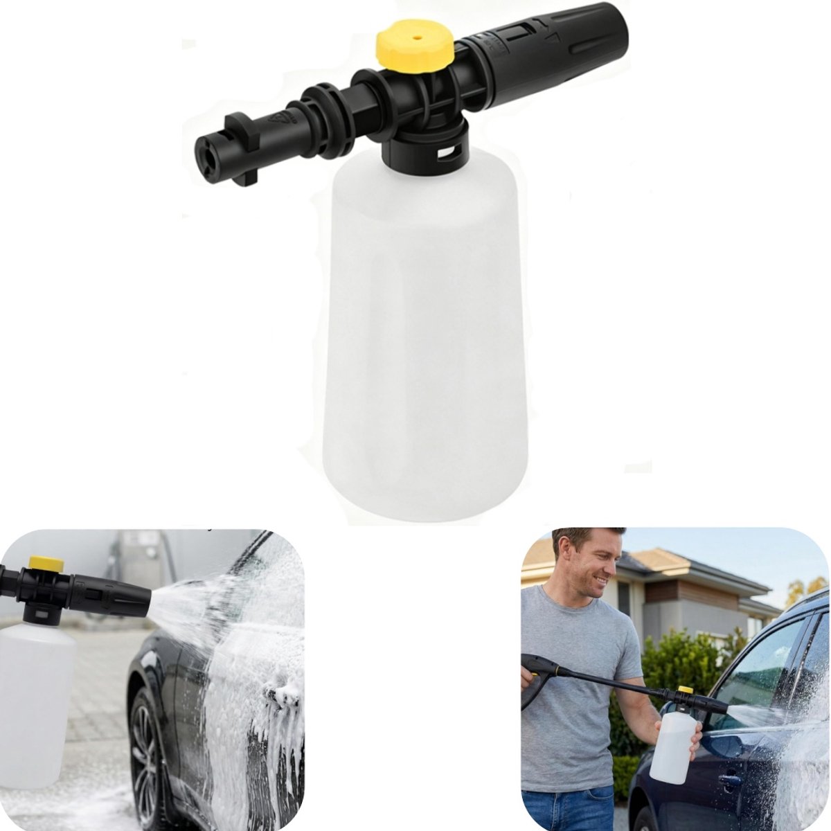 Gieter - schuimgieter - spuitpistool- Kar Cher K1-K7 hogedrukreiniger - waspistool - verstelbare nozzles - grote capaciteit - autowasaccessoires - geschikt voor auto's, meubels (wit, 20,7*22cm)