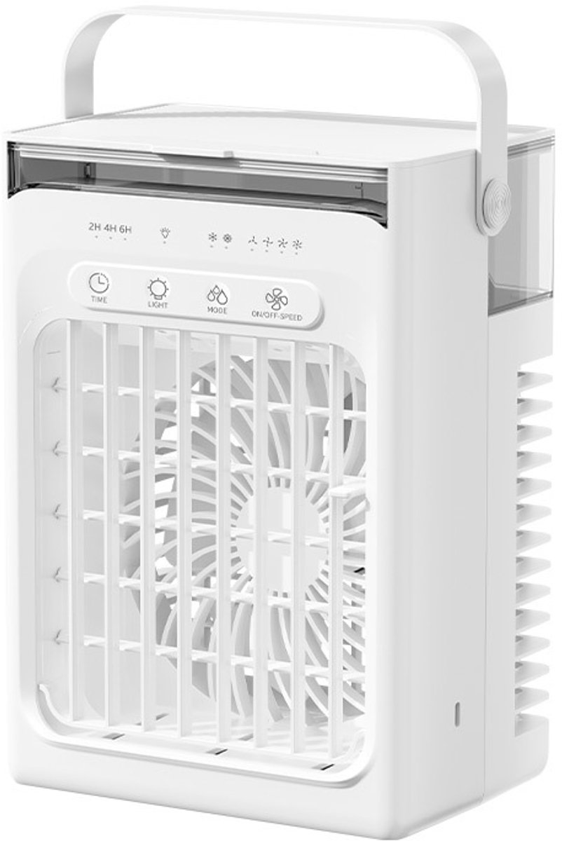 3-in-1 draagbare verdampingskoelventilator, mini USB koelventilator met 1000ml watertank, 4 windsnelheden, 2/4/6 uur timer en RGB sfeerverlichting voor bureau, kantoor en slaapkamer