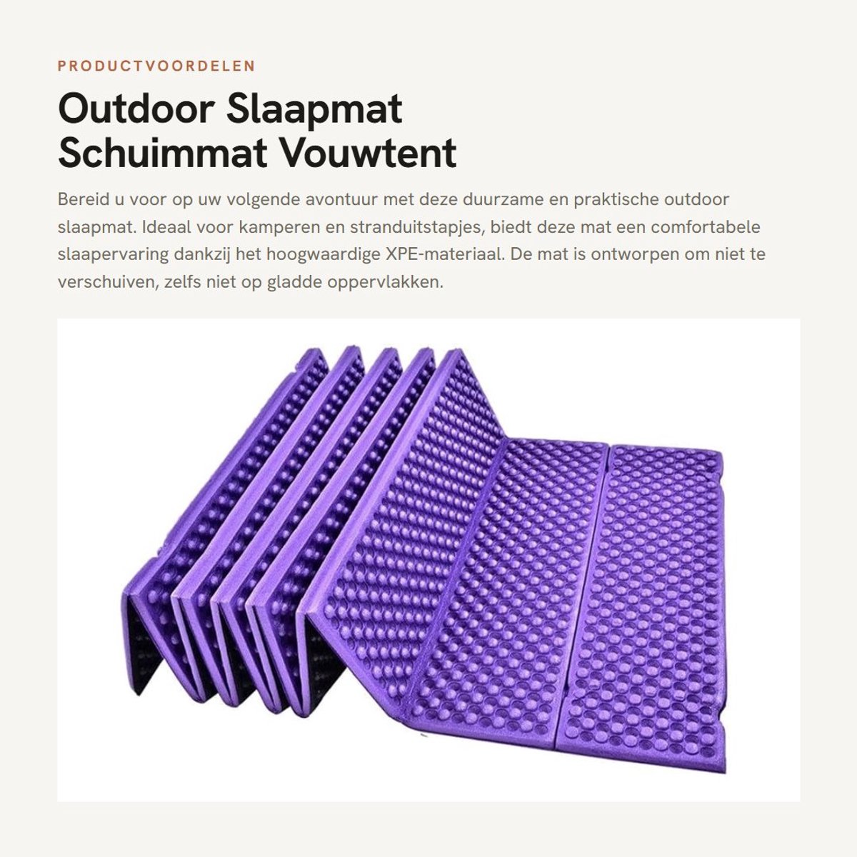 Dailygoods- Schuimmat Duurzaam - Outdoor Vouwtent - Opvouwbaar - Lichtgewicht - Antislip - Geschikt voor Yoga/Kamperen - Slaapmat