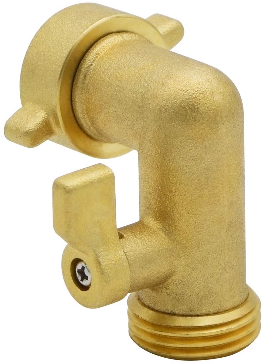Zware messing afsluitklep, tuinslang bochtconnector, 3/4"FHT x 3/4"MHT, bochtkoppeling met