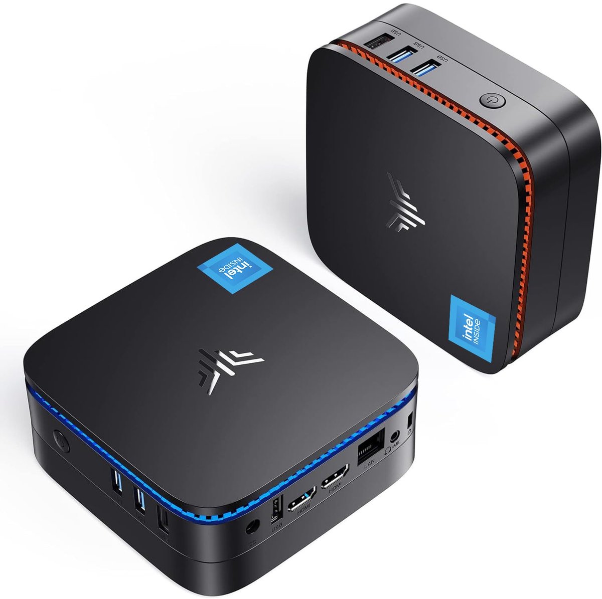 NIPOGI AK1Plus 4K Mini PC - Intel N5030 - tot 3,1 GHz - 8GB LPDDR4 256GB M.2 SSD - Windows 11 Pro Desktop Computer - 2× HDMI - WiFi 5