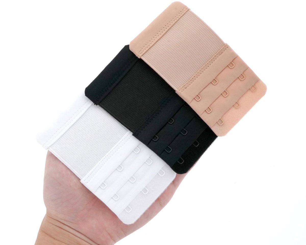 Dailygoods- Beha Extenders 3 Haakjes - Elastische Beha Verlengband - Roestvrij Staal - Comfortabel - Geschikt voor Zwangerschap - 9,4 cm x 5,5 cm - Bh Verlenger