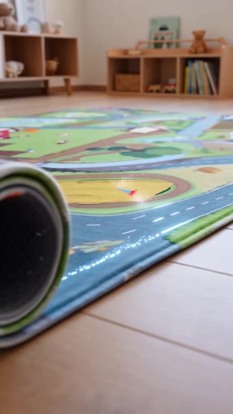 Mats & Joy® Boerderij Auto Speelmat 130x180cm – Fluweelzacht - Wasbaar - Anti-Slip – Speelkleed Baby - Groot Speeltapijt Kinderen - Autokleed