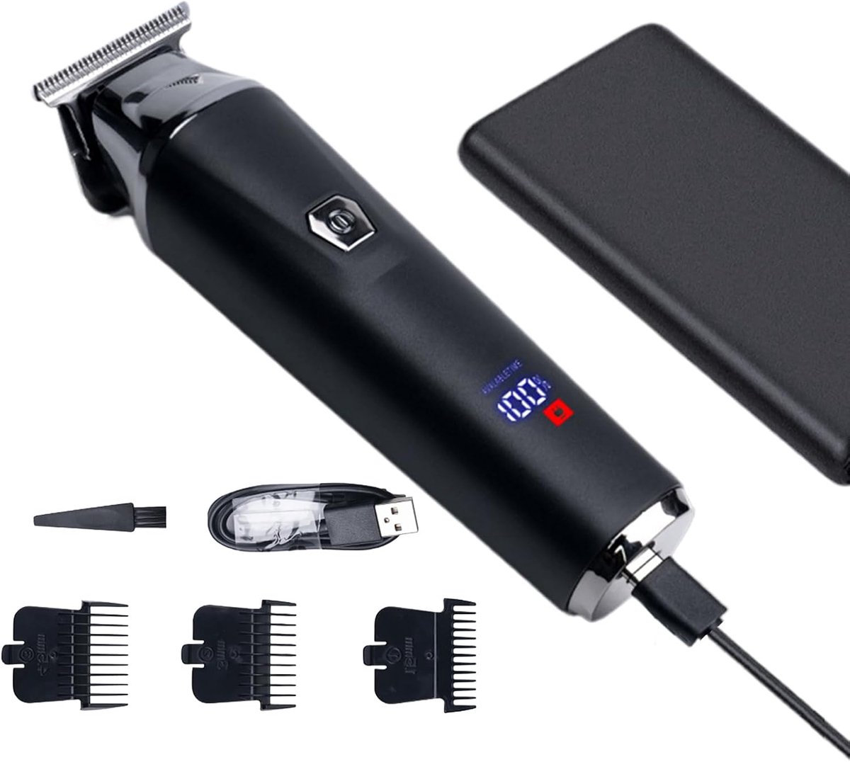 Haarknipper Baardtrimmer - Scheerkit Draadloos - Thuisgebruik Verzorging - Digitaal Display - 180 Minuten Runtime - Zwart
