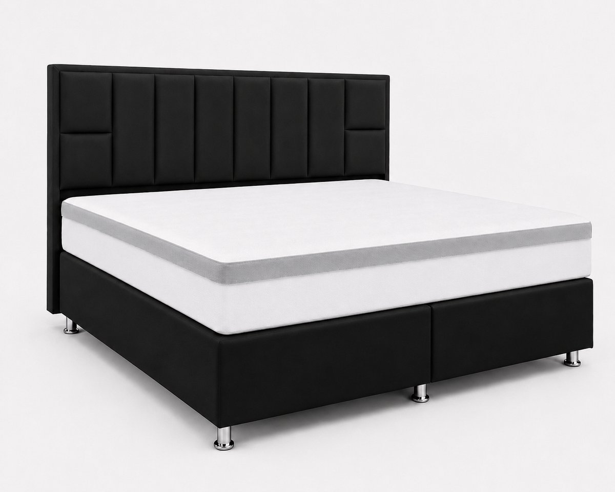 Opberg Boxspring Bellagio - 160x200 Compleet - Zwart - Luxe Living Home