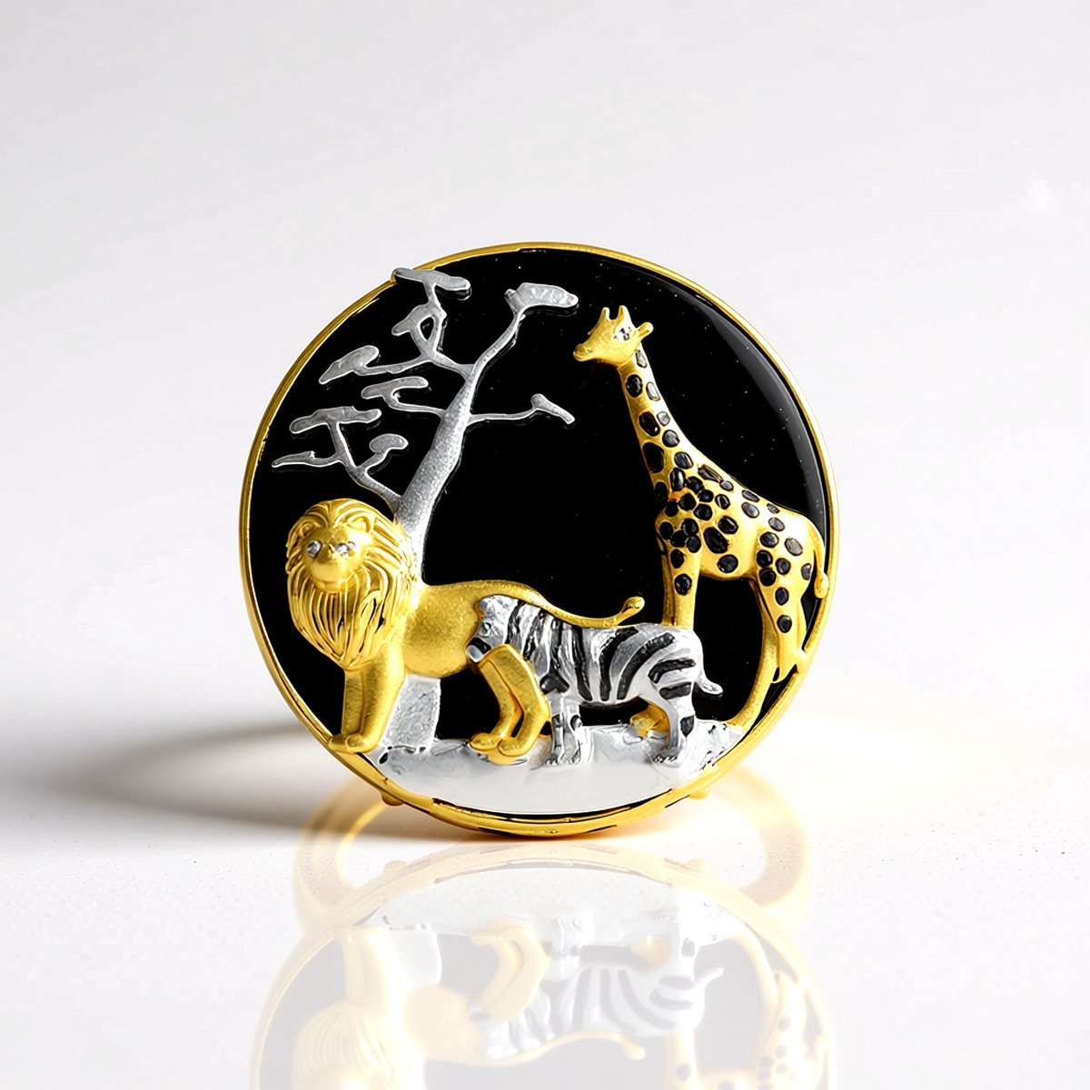 Cavill - 925 Sterling Zilver Ring met 18,16 ct Braziliaanse Zwarte Onyx en 0,004 ct Diamantaccenten - Elegant Rondgeslepen Damesring Maat 18