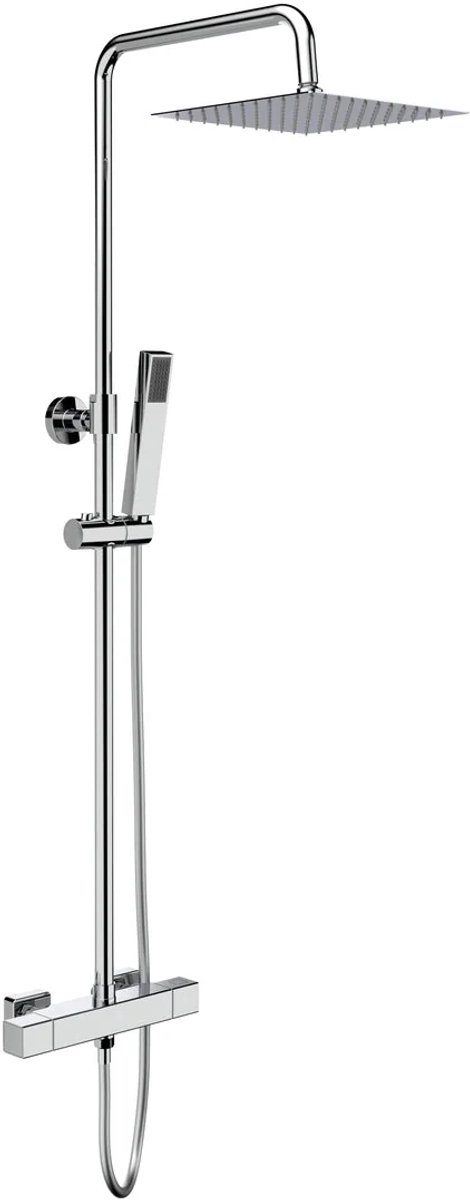 Zimmer thermostatische regendoucheset vierkant chroom – luxe douchekop met handdouche en temperatuurregeling – moderne badkamer set