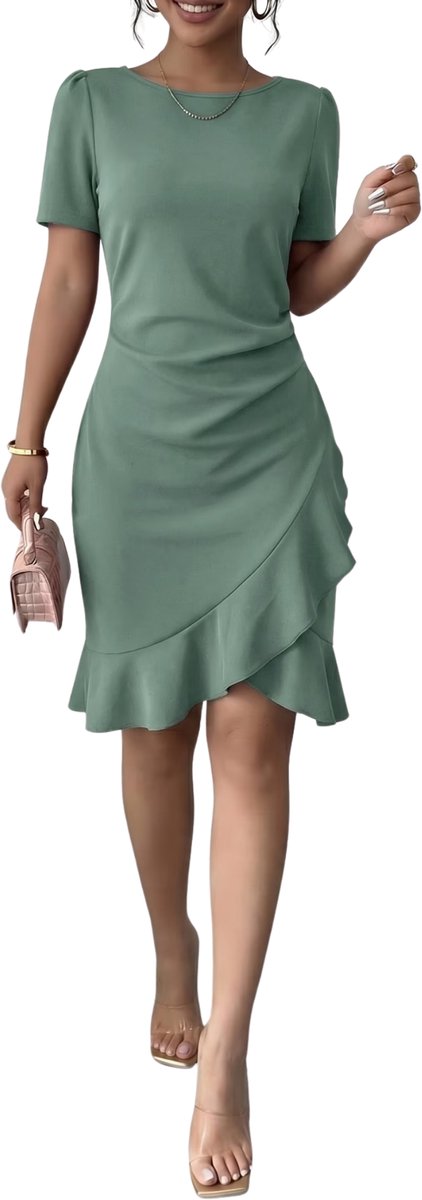 Currero Zomerjurk Dames Zomerjurken Volwassenen Vrouwen Midi Jurk Ibiza Stijl Sundress Dress Lichtgroen M