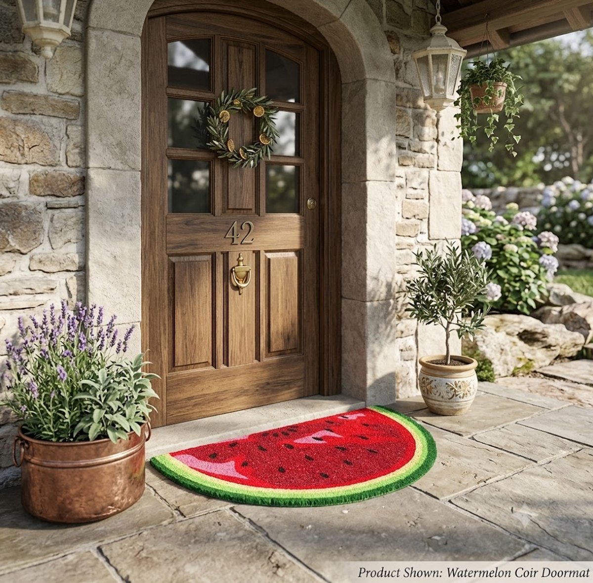 Maison Elara Voetmat kokos halfrond 40x70 cm - antislip PVC - natuurlijke kokosvezel vuilvangmat voor binnen en buiten - Maison Elara Groen
