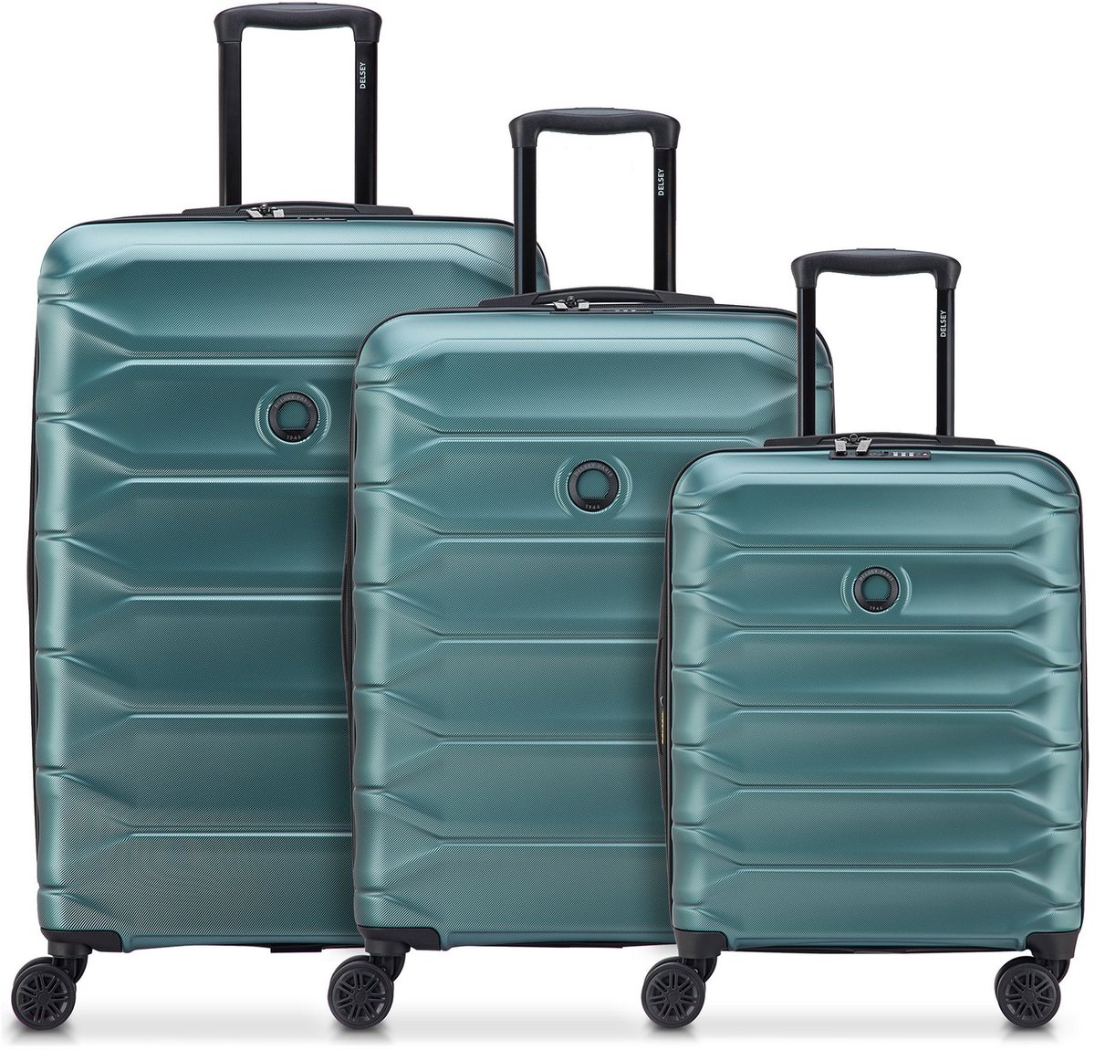 Delsey Paris Meteor 4 wielen Kofferset 3-delig met uitbreidingsplooi - Harde bagage - TSA slot - petrol