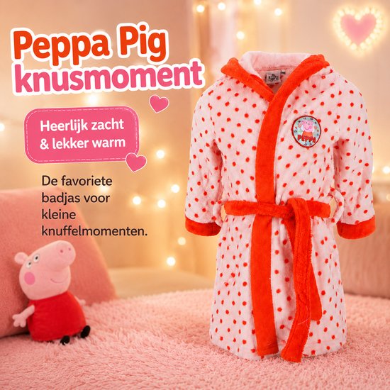 Peppa Pig Kinderbadjas – Badjas voor Meisjes – Met Capuchon – Roze - Maat 110/116