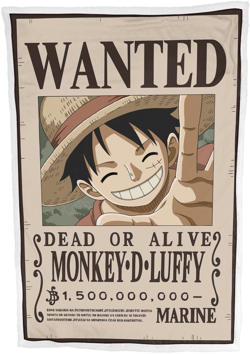 One Piece Sherpa Fleecedeken - Wanted - 100 x 150 cm - Polyester