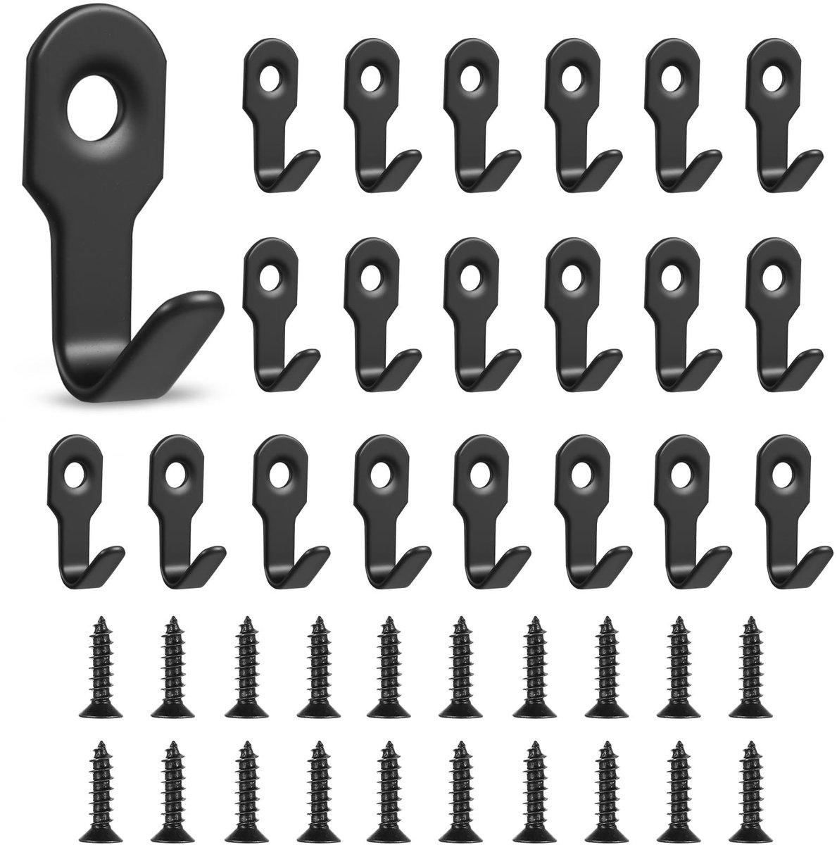 Dailygoods - 40 stuks kledinghaken, garderobehaken, mat zwart, kledinghaken, wandhaken, zw
