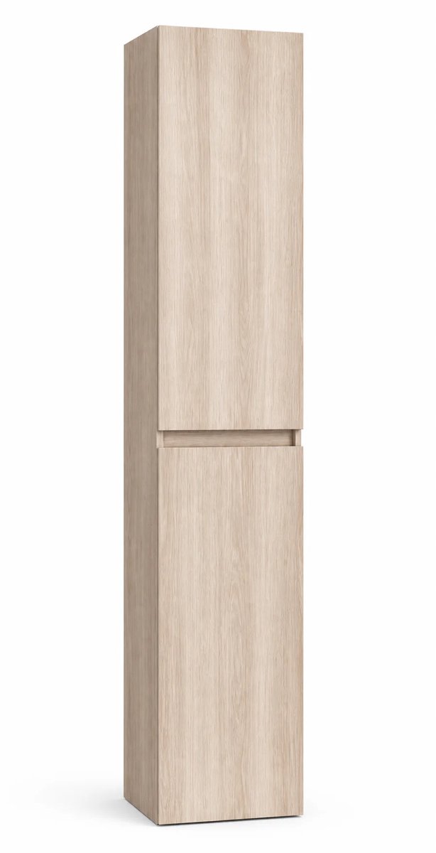 Zimmer Badkamer Kolomkast Eikgrijs 135 x 35 x 35 cm | Multiplex | Wandhangende Opbergkast | 4 Opbergvakken | Modern Badkamermeubel