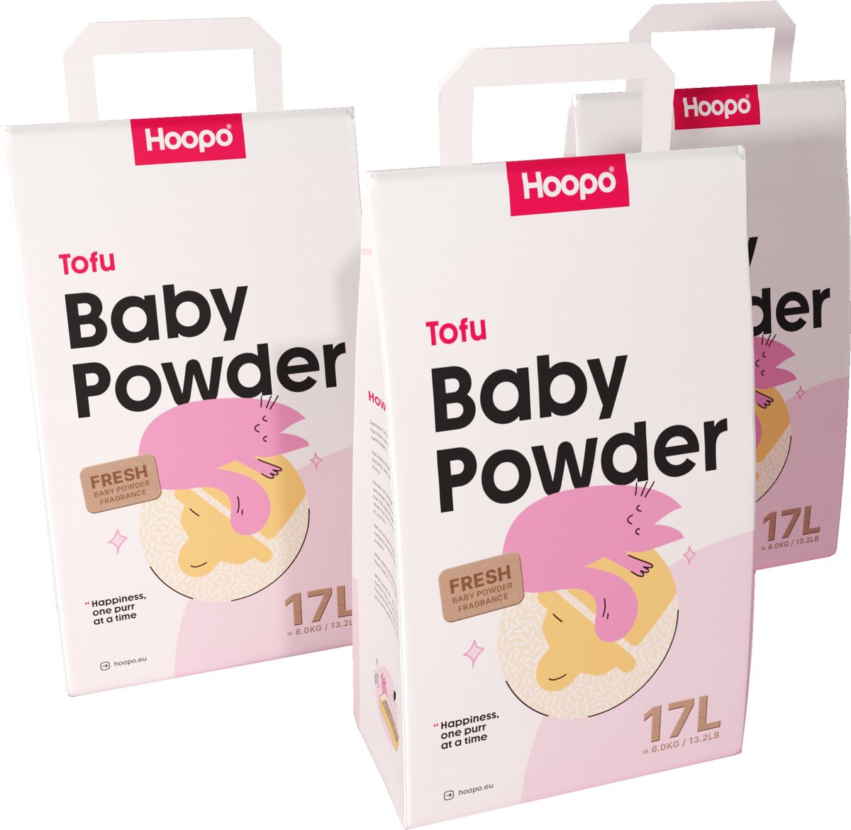 Hoopo® Tofu Kattenbakvulling - Babypoeder geur - Volledig Stofvrij - 51 Liter - Klontvormend - Effectief tegen nare geurtjes