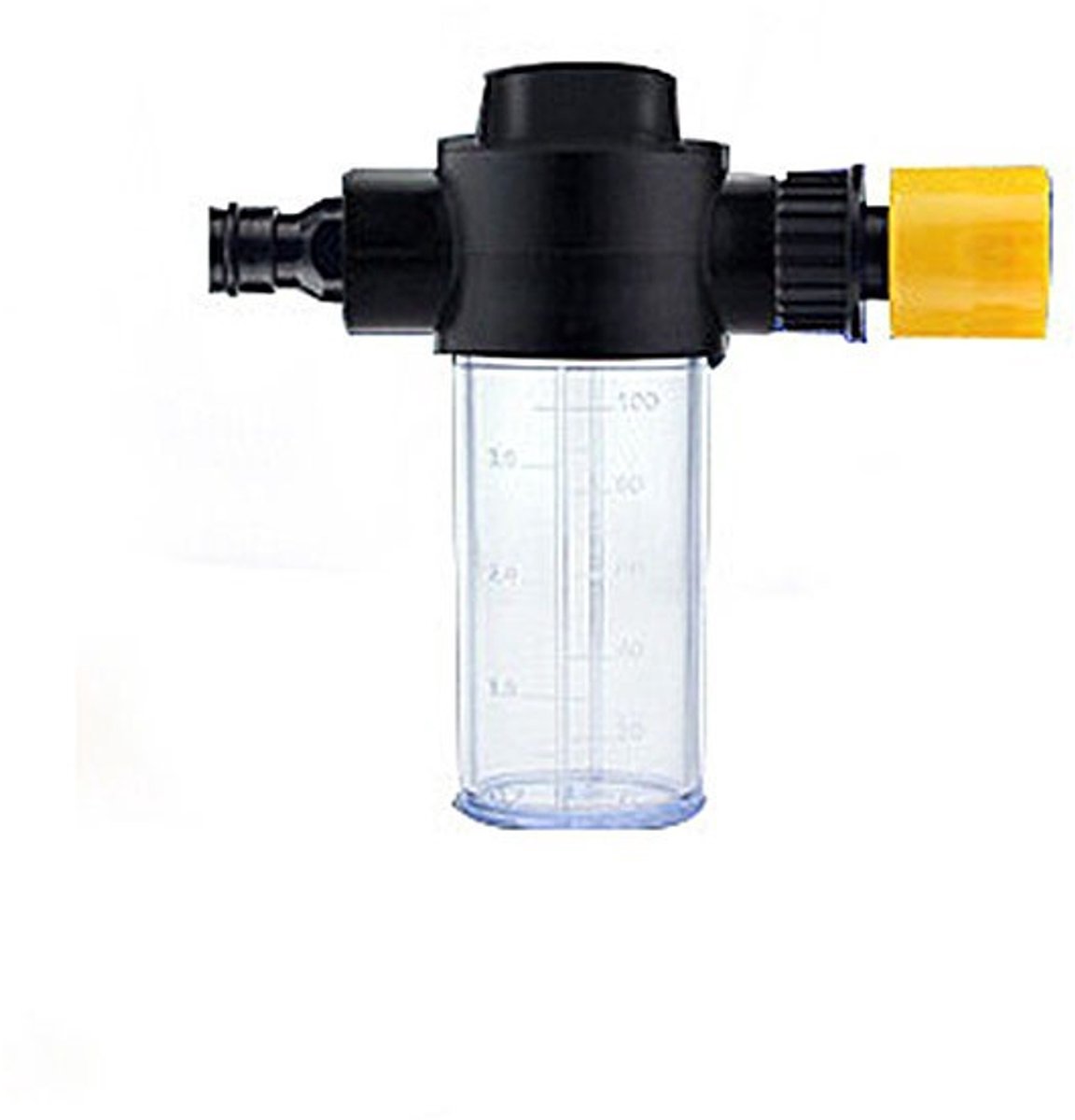 Kunststof schuimspuitfles, hogedruk 3-modus mondstuk voor wasstraat huisdier baden tuin, 100 ml slang connector gereedschap (geel)