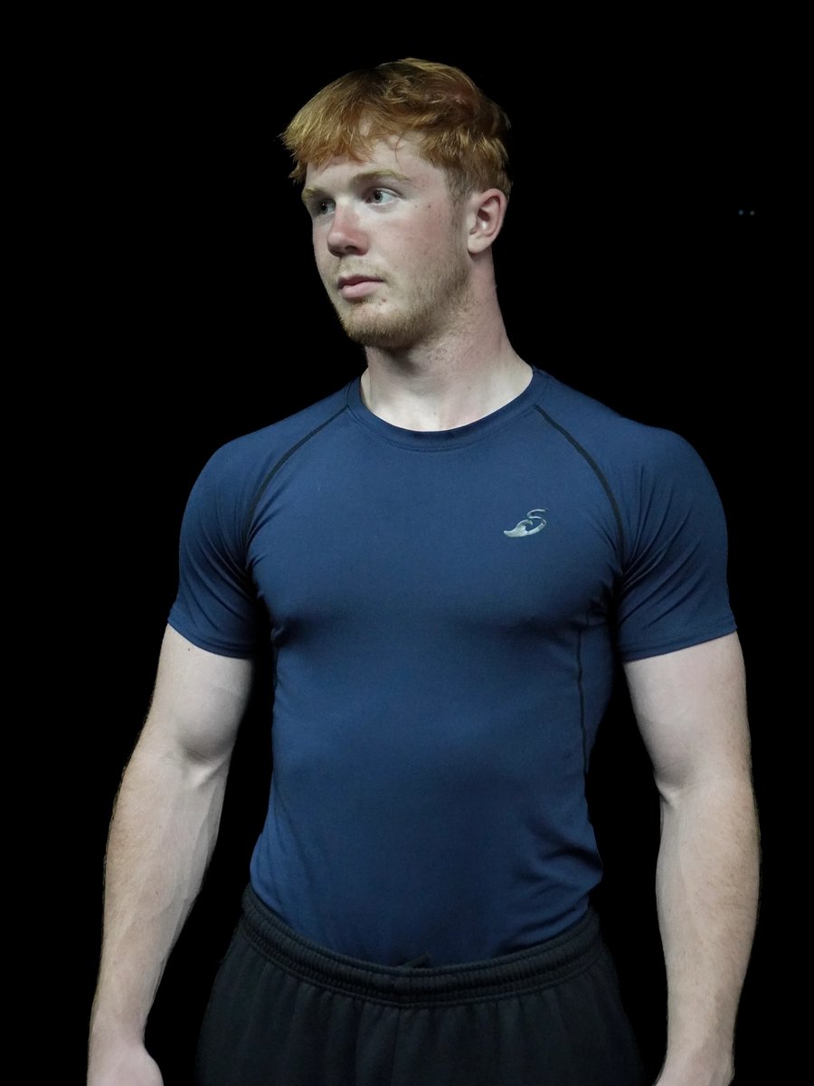 Sweetwave Gymwear Compressie Shirt Heren - Sportshirt Korte Mouwen - Dry Fit Thermoshirt - Blauw
