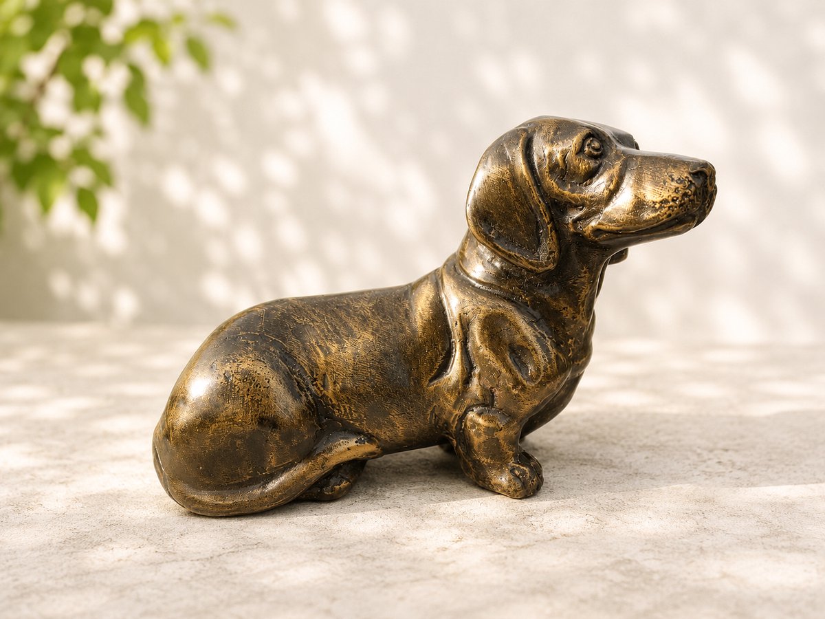 MadDeco Beeldje bronzen teckel - brons