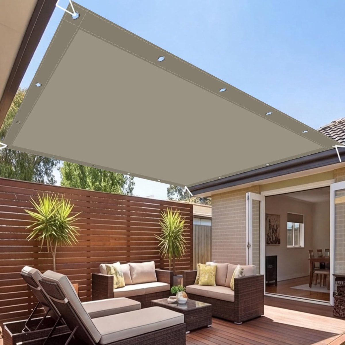 Rechthoekig Schaduwdoek - Zonnescherm - Terras Overkappen - Volledige Waterbarrière - 175