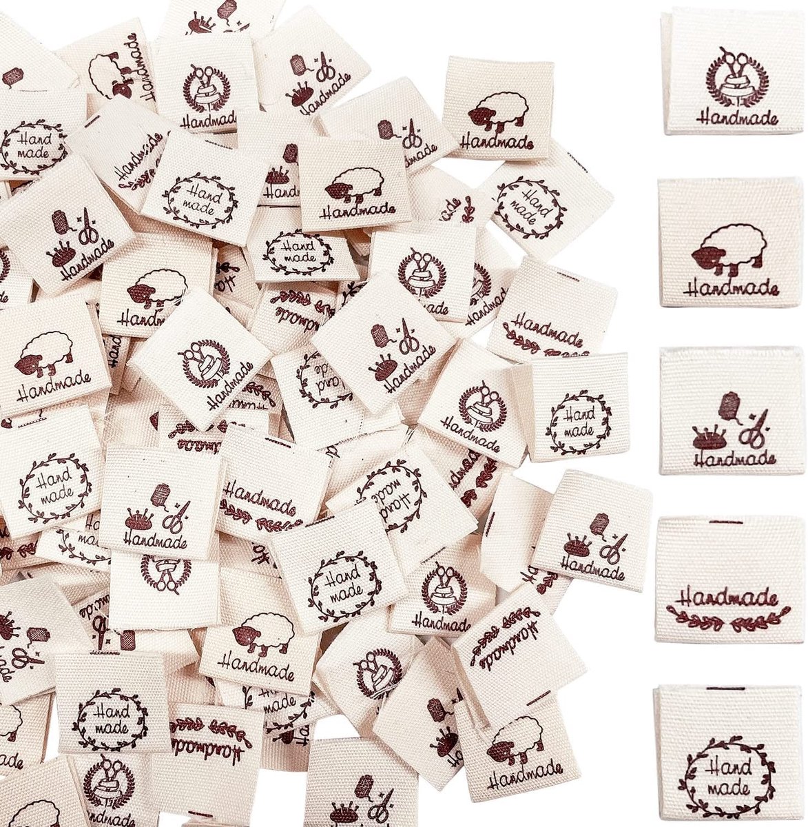Dailygoods- Stoffen Labels Handgemaakt - Etiketten - Textieletiketten - Kledingetiketten - Naaien - 100 Stuks - 4x2 cm