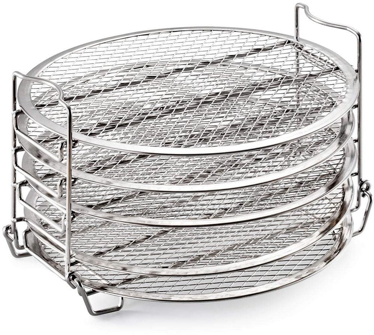 Dailygoods- Dehydrator Rek - 5 Laags Stapelbaar - Voedingskwaliteit Roestvrij Staal - Air Fryer Accessoires - Perfect voor Drogen van Fruit en Vlees - Voedseldroger