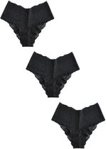 Next - Dames - 3-pack Braziliaanse slipjes met all-over kant - Zwart