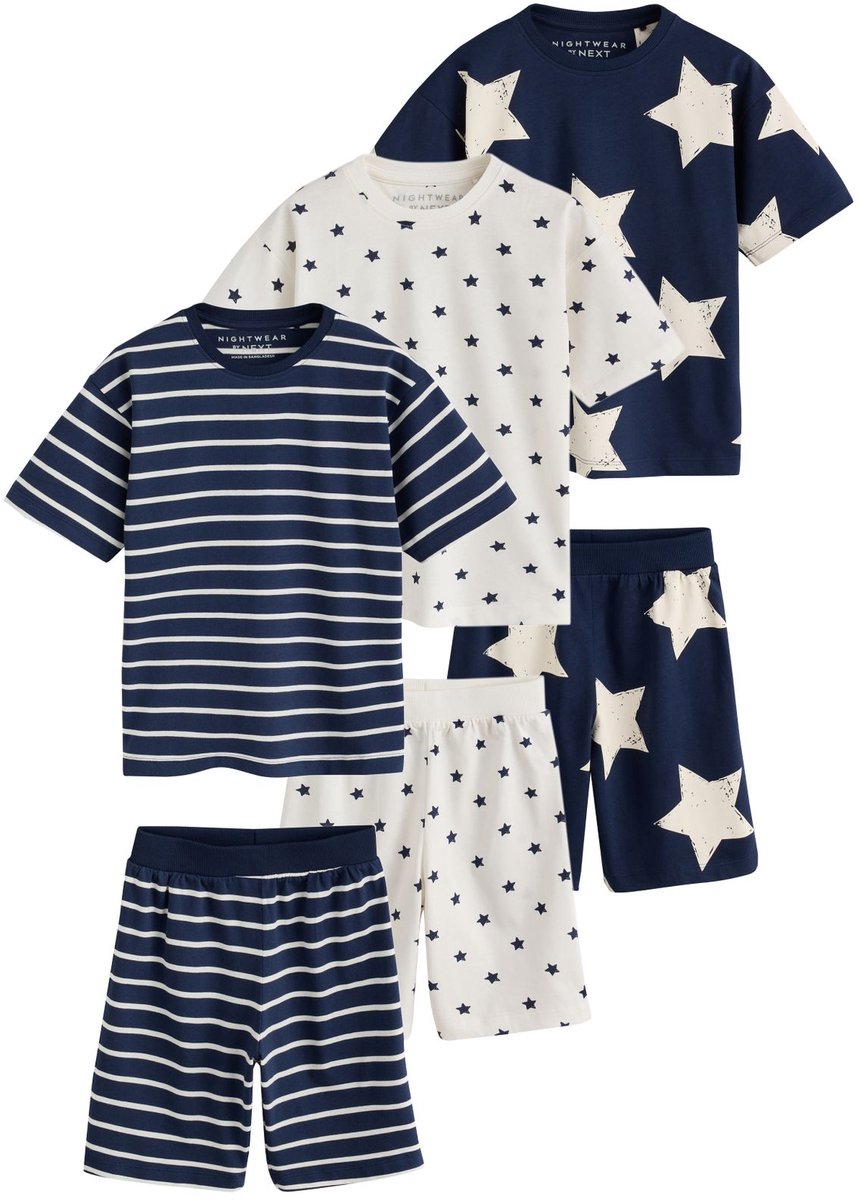 Next - Jongens - Set van 3 korte pyjama's - Blauw