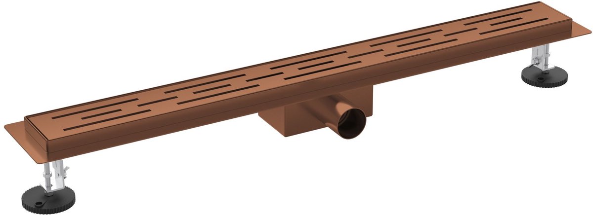 Zimmer Douchegoot 50 cm met Rooster – Compleet Inclusief Sifon en Afvoer – Koperbruin – Luxe RVS Douchegoot voor Inloopdouche