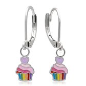 WeLoveSilver kinderoorbellen cupcake regenboog - chirurgisch staal