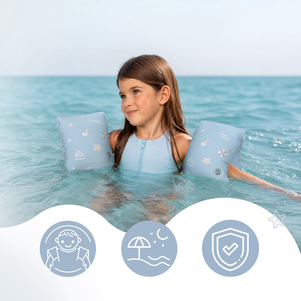 Sipo - Zwemaccessoiresset - Zwembandjes & Zwemband - voor Kinderen 3-6 Jaar - Opblaasbare Zwemvleugels - Zwemring Kind - Zwemhulpmiddel - Geschikt voor 15-30 kg - Zwemaccessoires voor Peuters - PVC - Blauw – foto 4