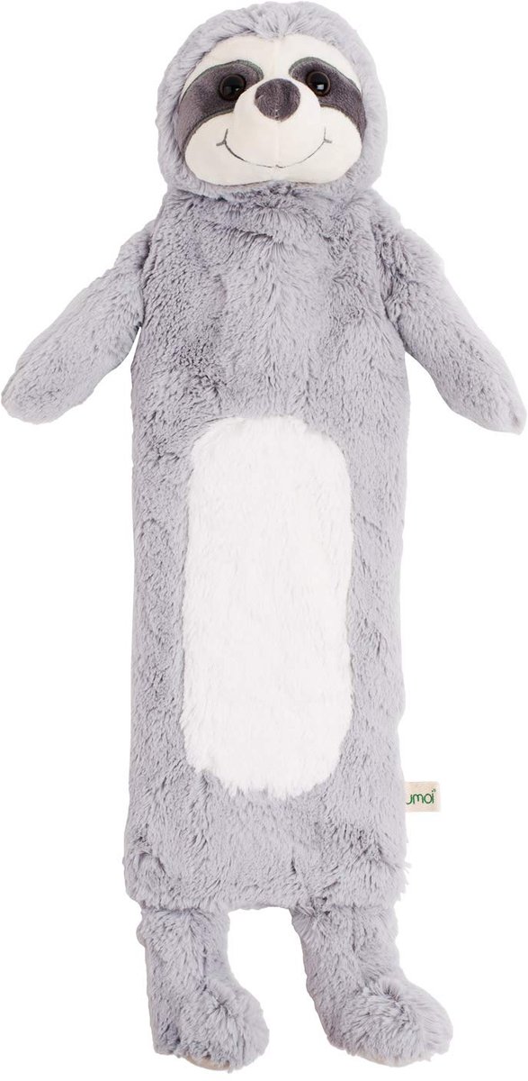 SnelShoppen - Premium Kinderwarmwaterfles met Nepbont Hoes 0,9 Liter - Bedfles van Natuurrubber met Warmtekussen - Sloth Design voor Kinderen