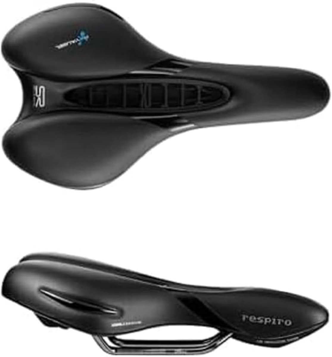 SnelShoppen - Selle Royal Respiro Zadel voor Wegfiets, Zwart, Synthetisch Weefsel, Gel, Unisex-Volwassenen, Comfortabel, Ventilatiekanaal, Lange Afsta