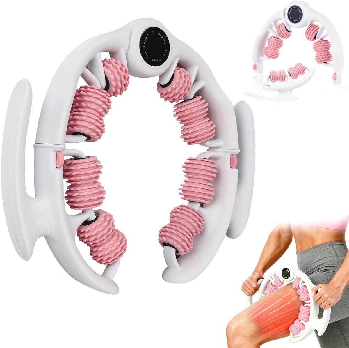 SnelShoppen - Massageroller voor benen met 14 wielen, 360° ring, ideaal voor ontspanning, sportherstel, massage, ergonomisch ontwerp, geschikt voor th