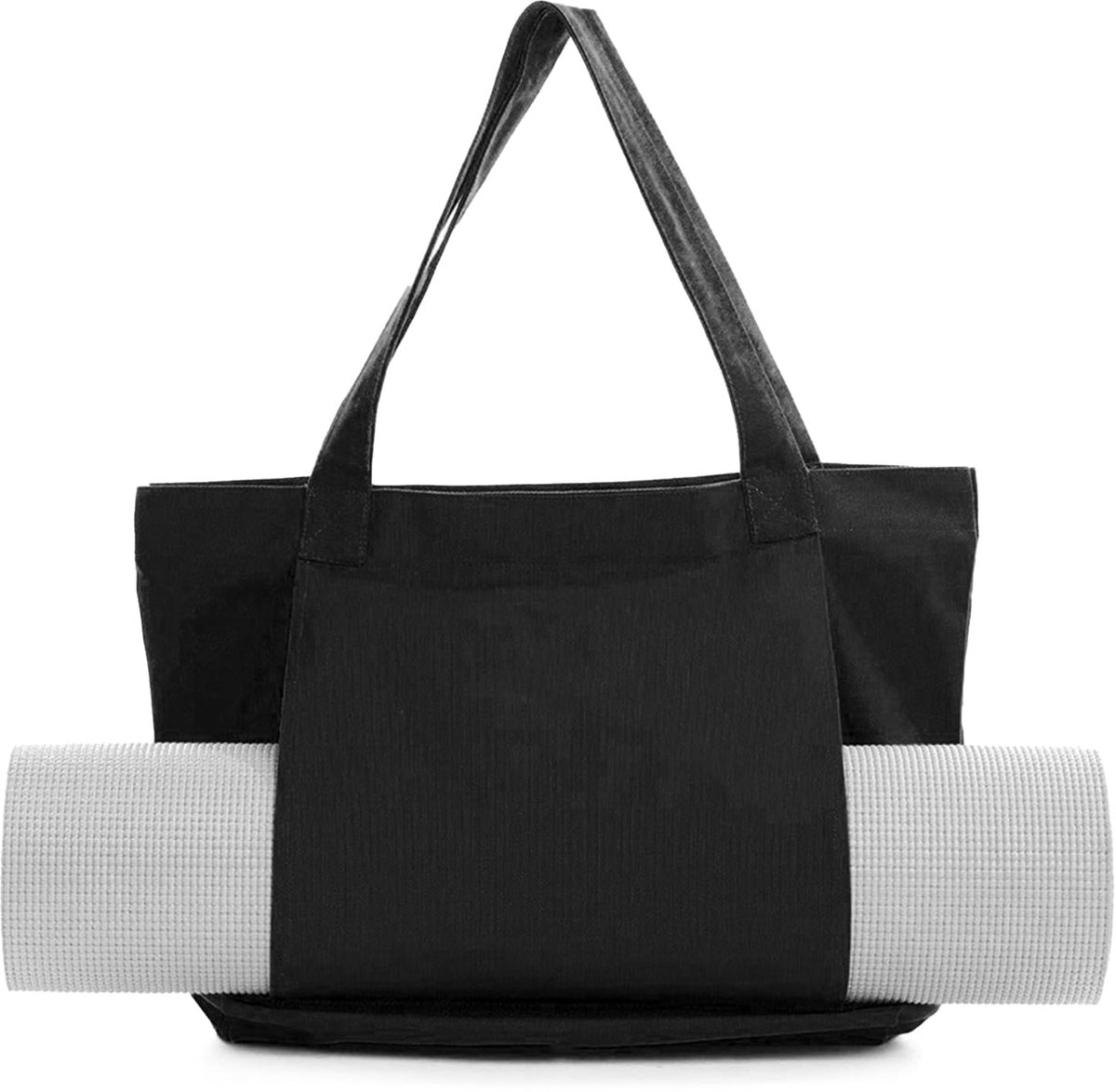 Thijox - Grote tas voor yogamat, canvas sporttas, praktische draagtas voor fitness, pilates, waterdicht, ruime yoga-accessoires, zwart