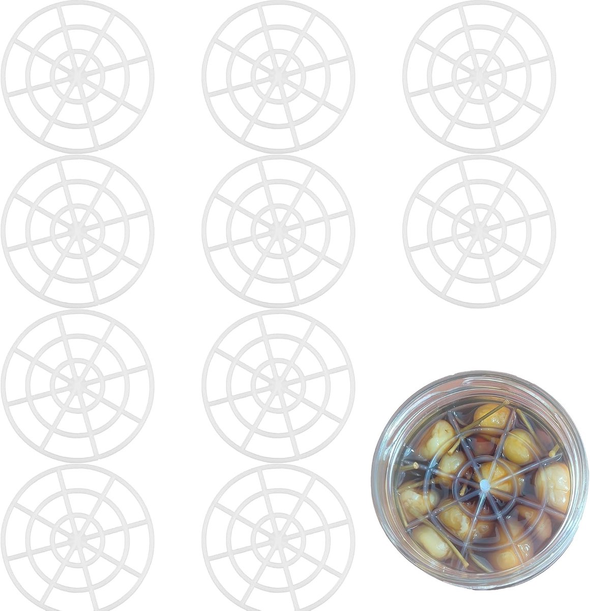 10 stuks - fermentatie - fermentatiepot - fermenteren voor beginner - fermenterooster kunststof - fermentatie gewichten - fermentatievorm - 5,5 cm diameter, op maat te snijden - meeste deksels
