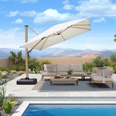 PURPLE LEAF Vierkant Parasol – 360° Draaibaar – met Touwhandvat – UV50+ – Geschikt voor Tuinen – Licht Houten Afwerking