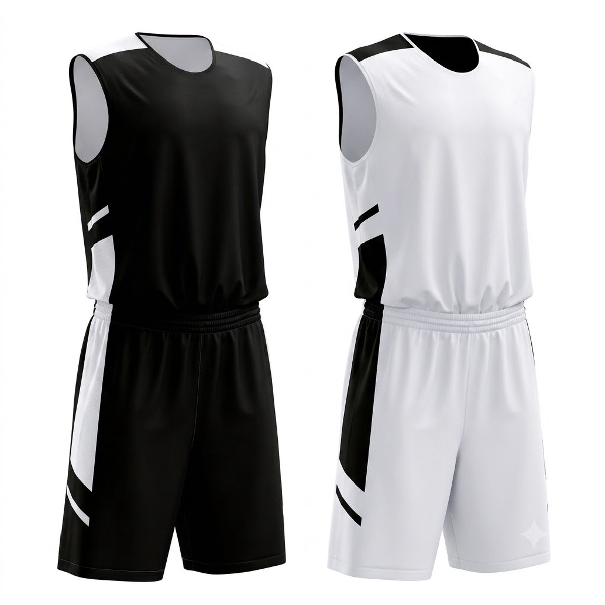 Zwart wit basketbal tenue heren dames omkeerbaar dubbelzijdig mesh basketbalshirt met korte broek sport uniform set trainings kleding maat XL