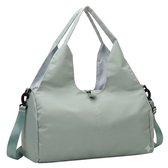 Lichtgroene sporttas dames en heren yoga tas fitness tas pilates tas weekendtas met schoenenvak grote capaciteit verstelbare schouderband draagtas voor sport en reizen