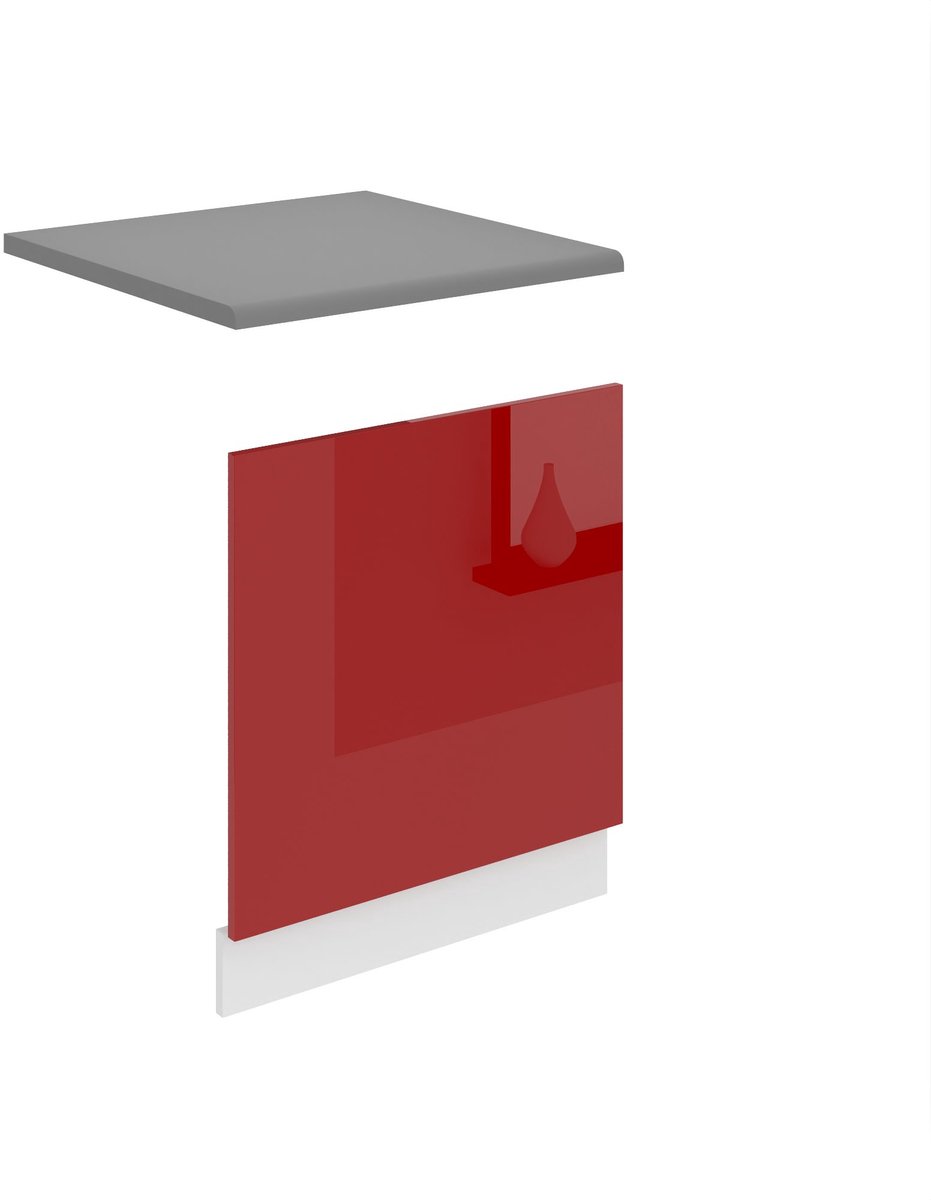 BELINI Voorpaneel Vaatwasser PO 60 cm Zonder Handgreep met Werkblad - Rood Hoogglans