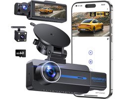 Dashcam Auto - 3 Kanaals Camera - Verkeersveiligheid Registreren - Super Nachtzicht 4K - 316 Inch Scherm - Zwart