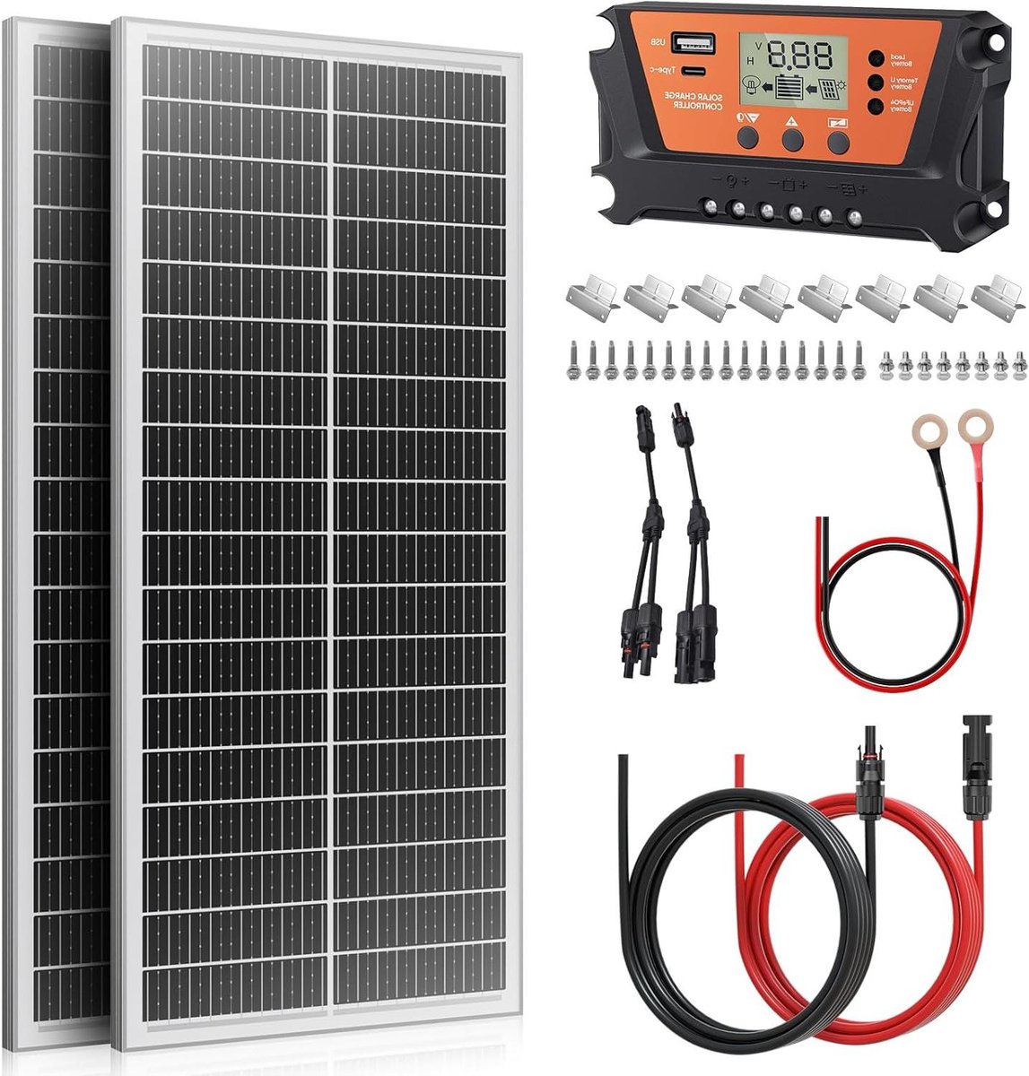 Zonnepaneel Kit - Monokristallijn Paneel - Energie Opwekken - Hoge Efficiëntie - 200 Watt - Zwart