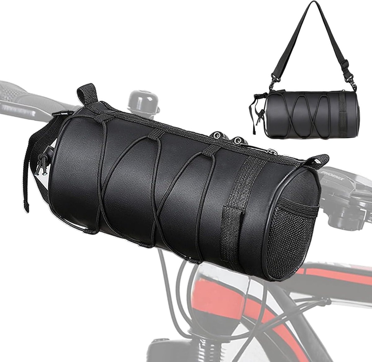 KZQ Waterdichte fiets stuur tas met schouderriem - Compacte frametas voor MTB en racefiets - Geschikt voor telefoon sleutels en kleine accessoires - Zwart